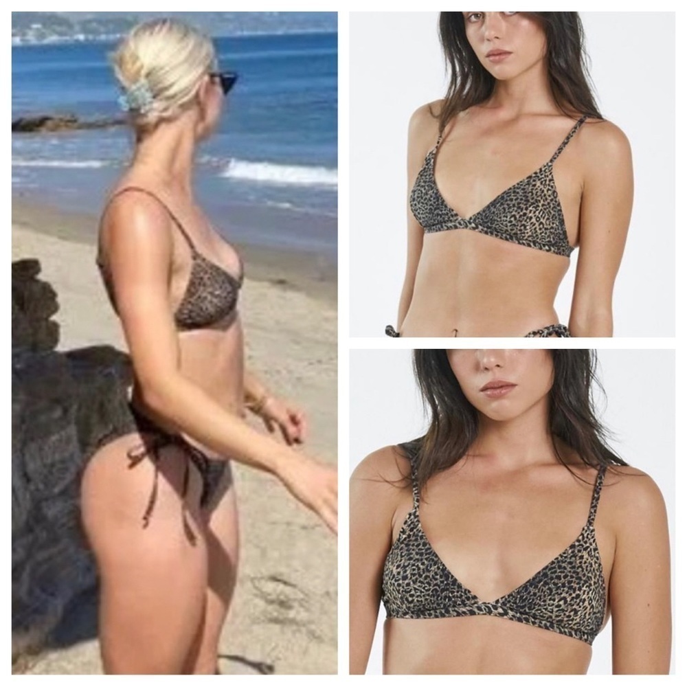 New! Free People Thrills Animal wayward triangle string bikini top 14783